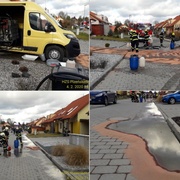 Z hořící dodávky vytékala nafta