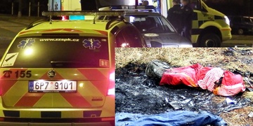 Těžce popálený bezdomovec ve Skvrňanech