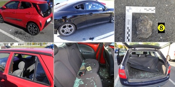 Vandal se s kameny vyřádil na parkovišti