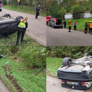 Vůz se po střetu převrátil na střechu