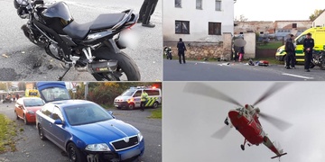 Dopravní nehoda skončila vážným zraněním motocyklisty