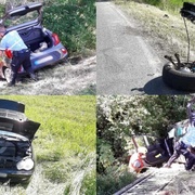 Vážná dopravní nehoda, náraz vyhodil obě auta ze silnice