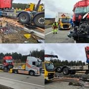 Střet dvou kamionů uzavřel dálnici D5 - článek byl aktualizován