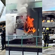 Požár autobusu na CAN Plzeň