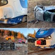 Náraz vlaku auto odhodil několik metrů
