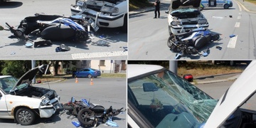 Vážná nehoda v Plzni, těžce zraněný motocyklista