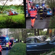 Velmi vážná nehoda, řidiče transportuje vrtulník