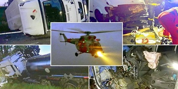 U hromadné dopravní nehody přistával vrtulník LZS