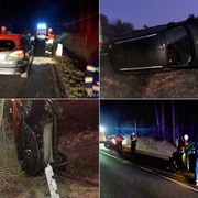 Střet vozů i převrácené auto