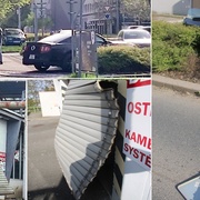 Muži se doslova splašil jeho Mustang a prohnal se zavřenými vraty