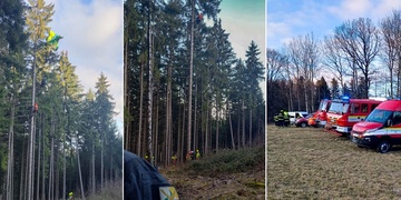Záchrana ženy z patnáctimetrové výšky