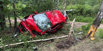 Auto vyletělo ze silnice a přerazilo dva stromy