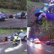 Po čelním střetu skončily oba vozy v příkopu