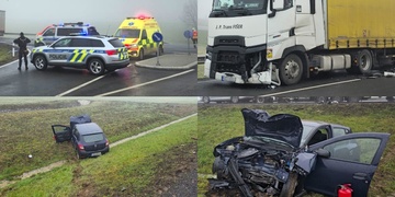 Čelní střet auta s kamionem, řidič osobního vozu nehodu nepřežil