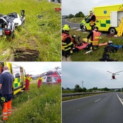 Motorkář při nájezdu na dálnici nezvládl řízení