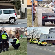 Z vozidla odpojený vozík smetl po chodníku jdoucí matku s dítětem