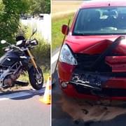 Střet auta a motocyklu