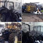 Večerní požár zničil traktory, kombajny a další stroje