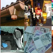 Okapy, limonády, buřty, alkohol, taška s oblečením, peníze, úhlová bruska či nabíječka