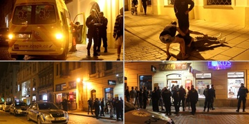 Noční rvačka před Alibi ve Františkánské