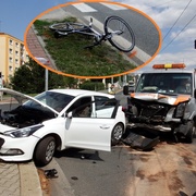 Nabouraná odtahovka i zraněná cyklistka