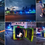 Auto po střetu na boku, na místě zraněné ženy