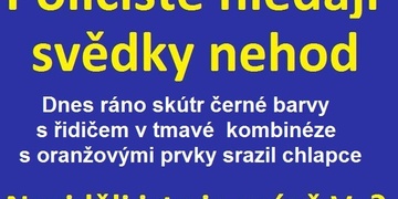 Policie pátrá po motorkáři z dnešního rána - prosím pomozte i Vy!