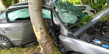 Mladý řidič auto doslova zlomil o strom