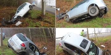 Těsně minula sloup a havarovala do mostku