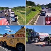Na D6 se převrátila cisterna s naftou