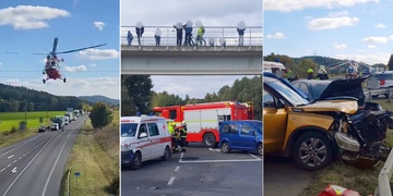 Hromadná nehoda čtyř vozů - aktualizováno