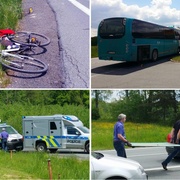 Z autobusu gilotina: Cyklistu za jízdy téměř přeťalo víko trčící z boku autobusu