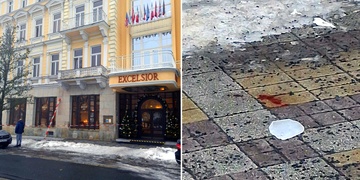 Padající led ze střechy hotelu velice vážně zranil chodkyni