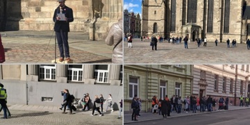 Šestačtyřicet demonstrantů a jeden pes
