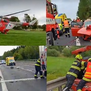 Čelní střet dvou vozů, na místě je více zraněných