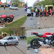 Po střetu letěl motorkář několik metrů