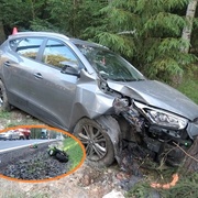 Motorkář havaroval u havárie osobního vozu