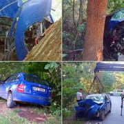 Opilý řidič čelně narazil do stromu