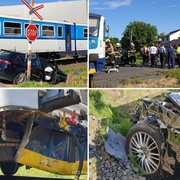 Ranní střet vlaku s autem