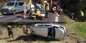 Vozidlo vyletělo ze silnice a skutálelo se ze svahu