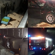 Střet dvou kamionů a osobního vozu na dálnici D5
