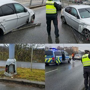 Mladý řidič nezvládl řízení, dostal smyk a narazil do lampy