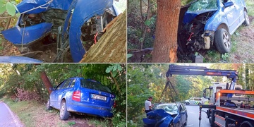 Opilý řidič čelně narazil do stromu