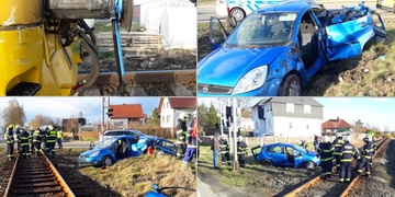 Žena, která v autě vezla i dítě, vjela na přejezd přímo před blížící se vlak