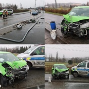 Řidička ztratila vládu nad vozem a srazila sloup lampy