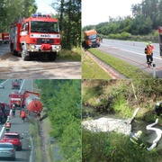 Na dálnici havarovala cisterna s kyselinou