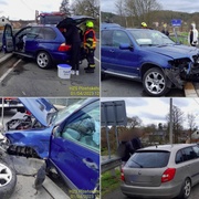 Auto po střetu prorazilo zábradlí mostu