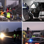 Další vážná nehoda uzavřela D5 + sražený chodec + zaklíněná žena ve voze