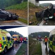 Havárie na nájezdu na D5 u Sulkova