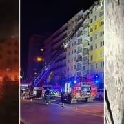 Rozsáhlý požár bytu v Plzni Bolevci, plameny šlehaly z okna do výše několika metrů